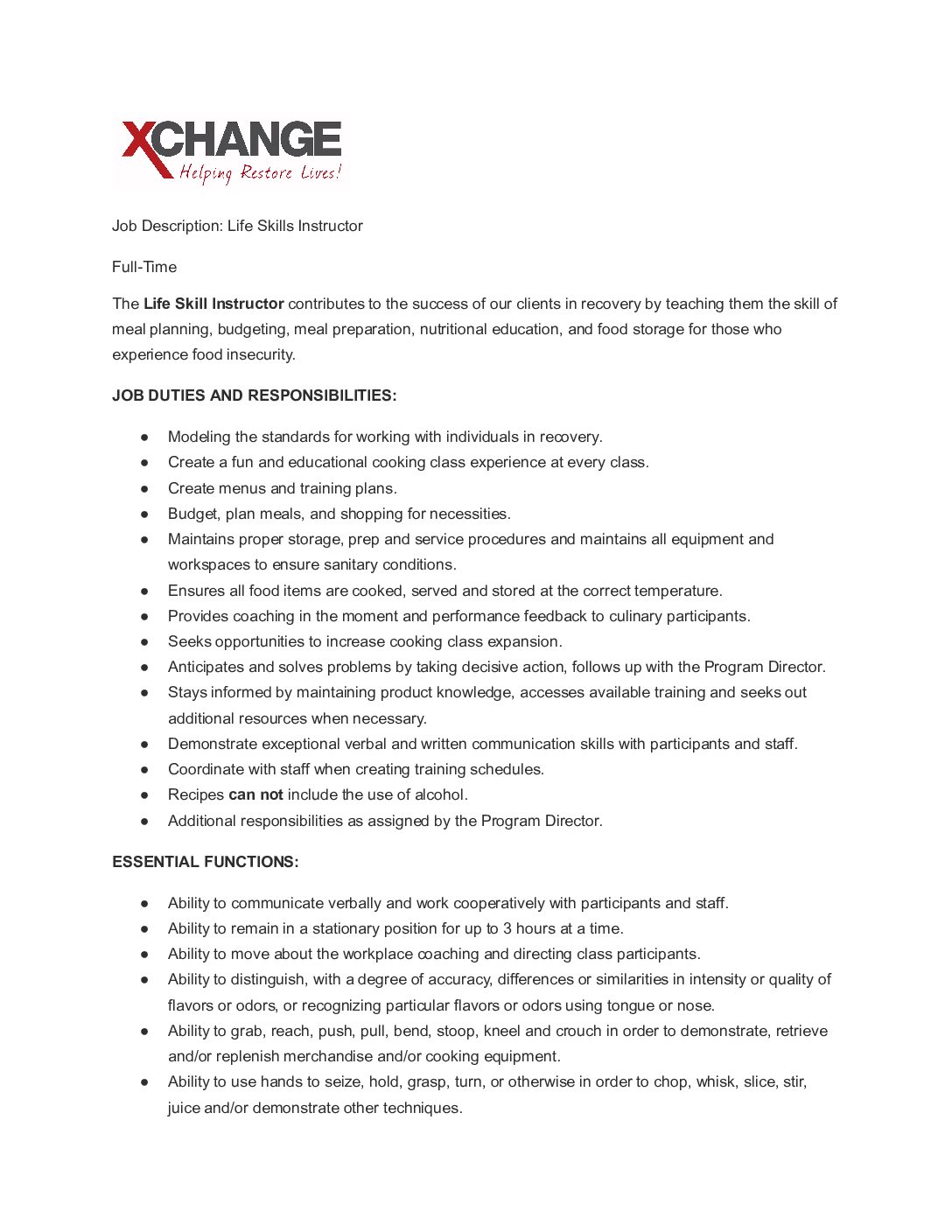 Life Skills Instructor WorkSource